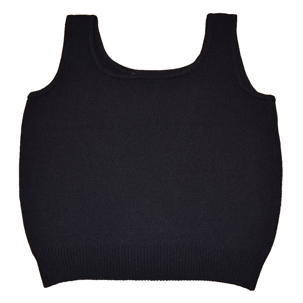 ST. JOHN BASICS Santana Black Knit Cropped Shell Tank Top -- Womens Small